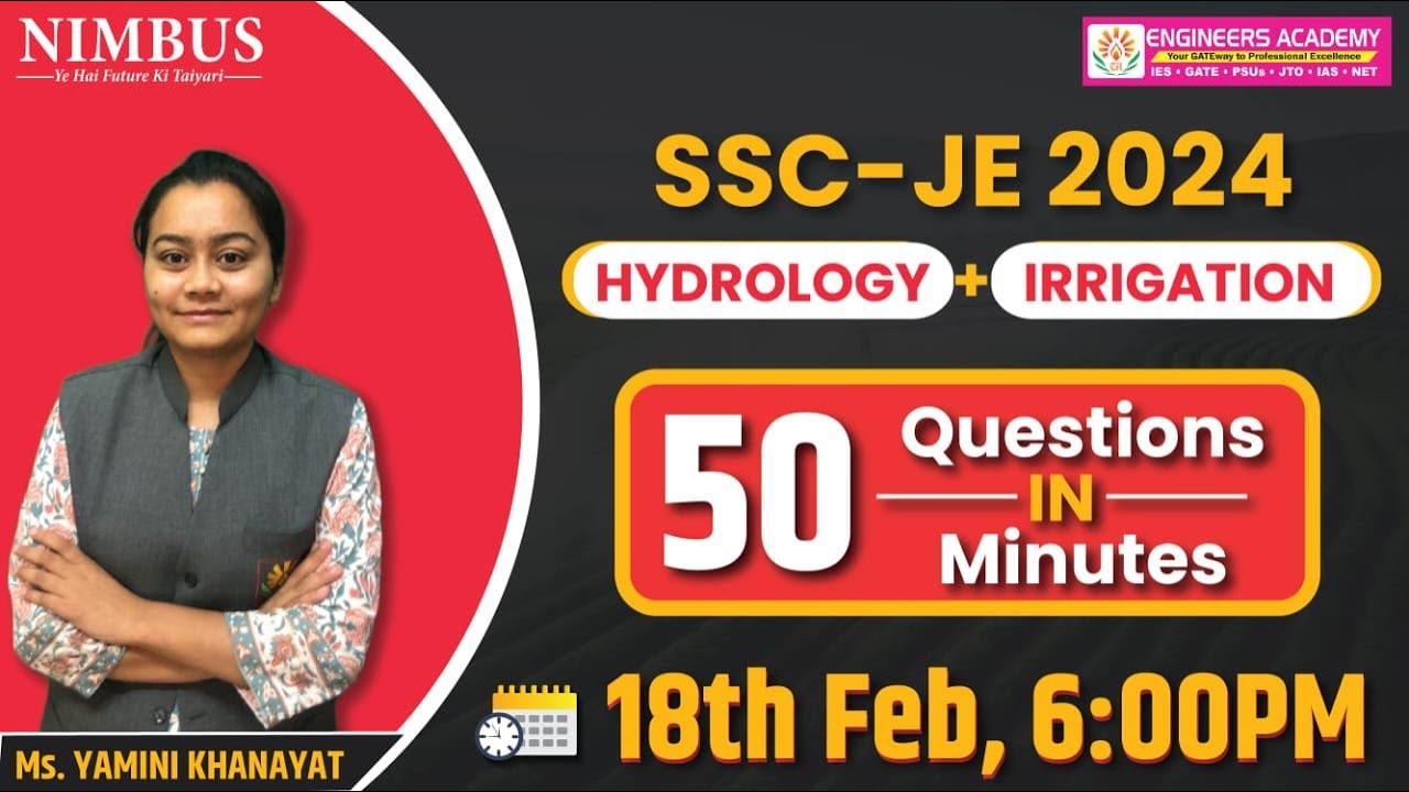 SSC JE 2024 | Hydrology + Irrigation | 50 Questions In 50 Minutes | Free Online Classes |Civil Engg.