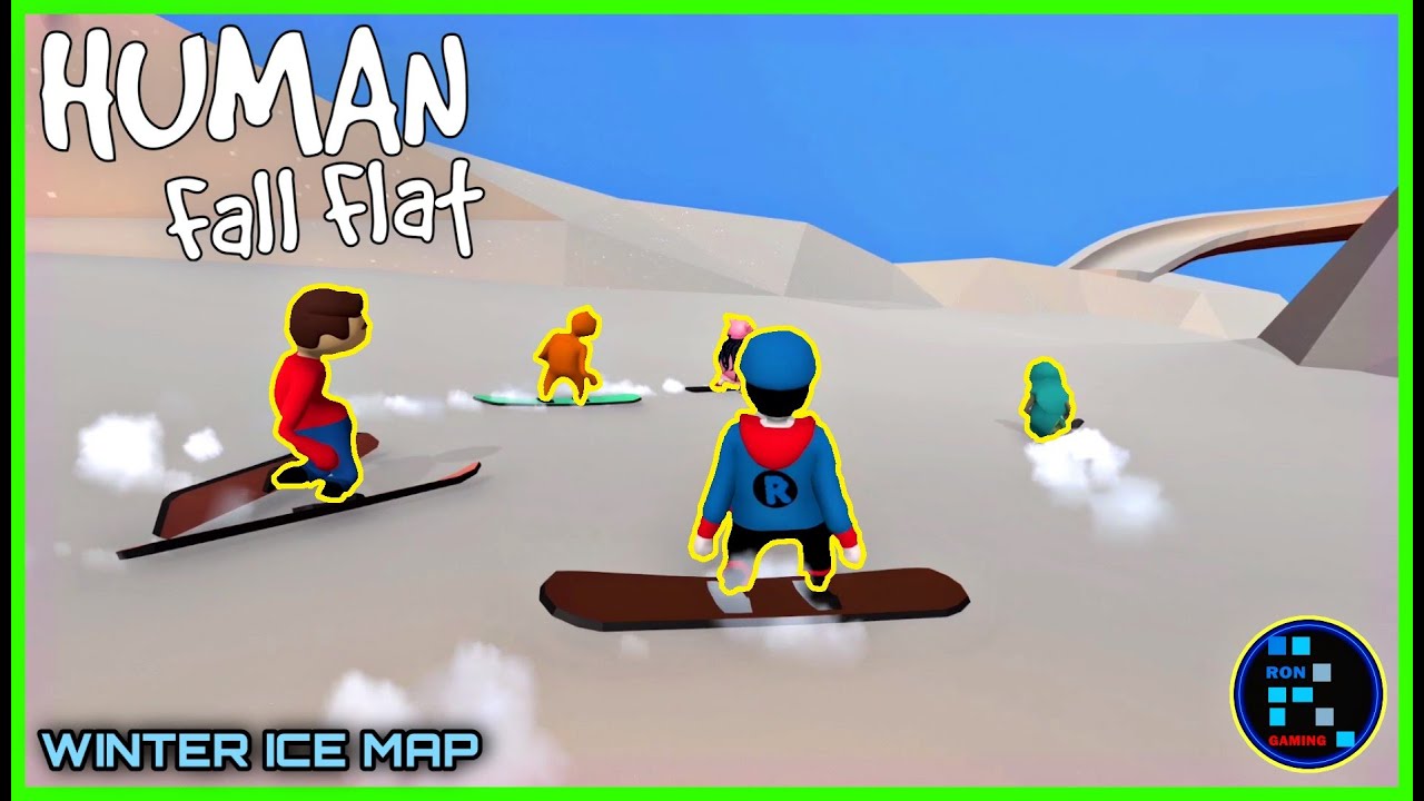 Human Fall Flat | Winter Ice Map Funny Skate Boarding