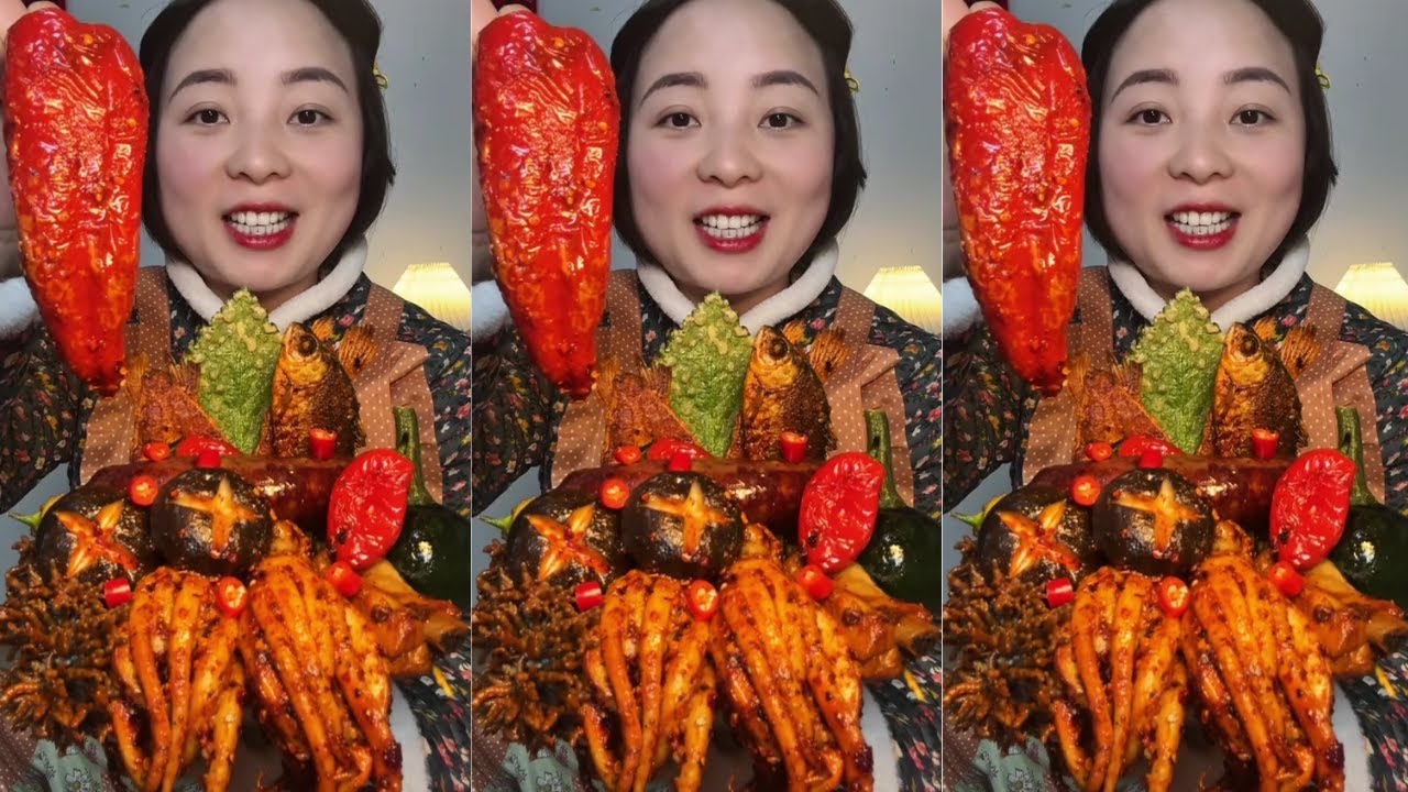 Sister Enjoys Eating Fried Squid with Pickled Peppers | Home Cooking Eating Show