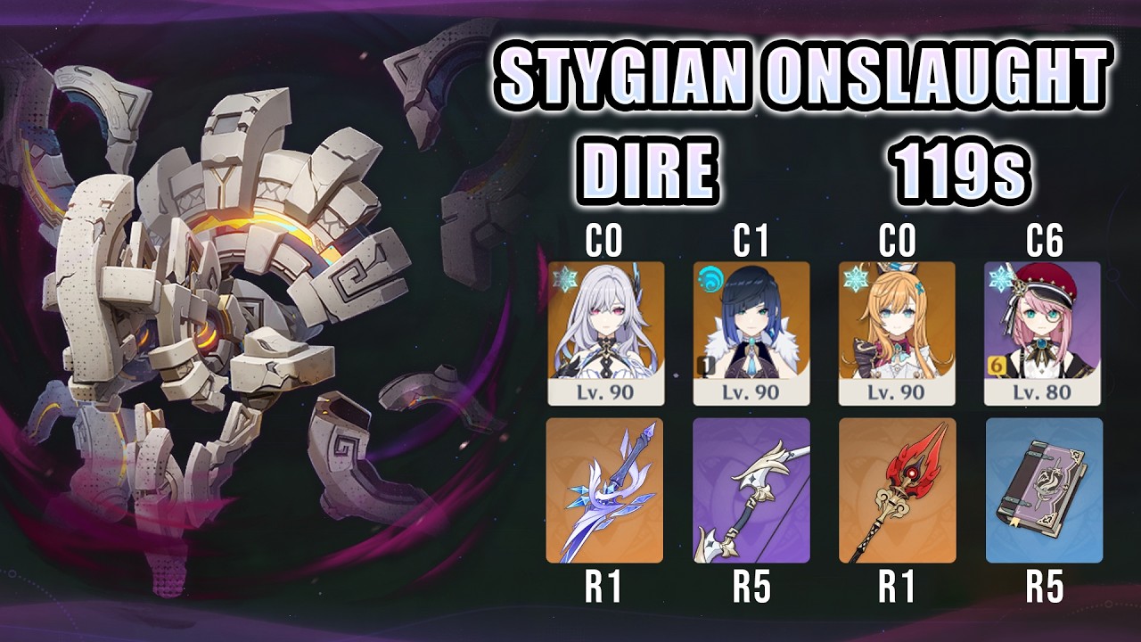 Stygian Onslaught - Dire 6 - Cryo Automaton - C0 Skirk, C1 Yelan, C0 Escoffier, C6 Charlotte