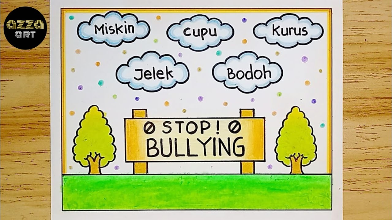 Cara Menggambar Poster Stop Bullying yang Mudah dan Simpel 🔴 Poster Stop Bullying ‼️