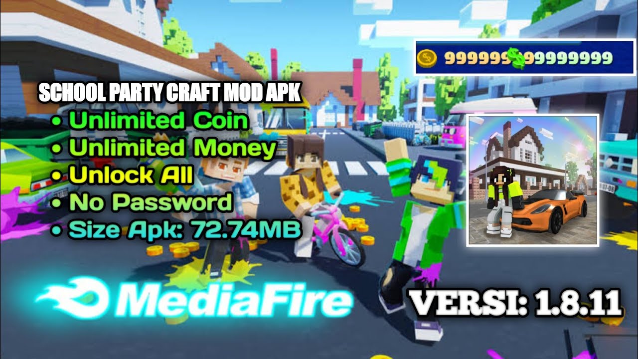 Cara Download School Party Craft Mod Apk Versi 1.8.11 || mod game - school party craft