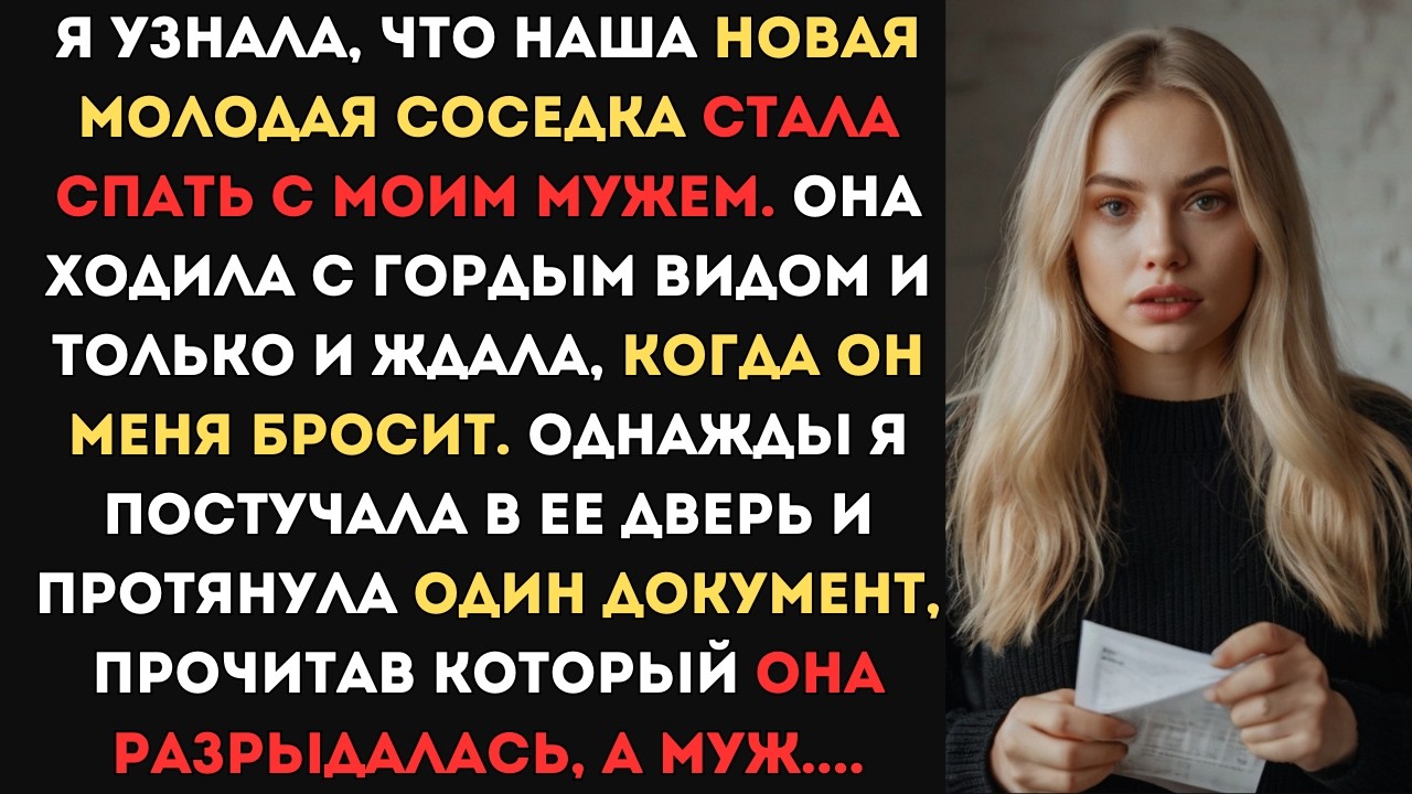 Я узнала, что наша молодая соседка спит с моим мужем. Я протянула ей один документ и прочитав его..
