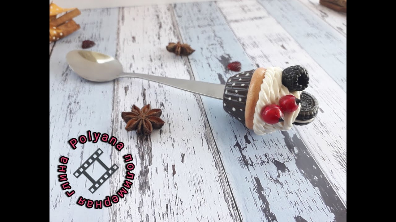 Ложечка с декором из полимерной глины