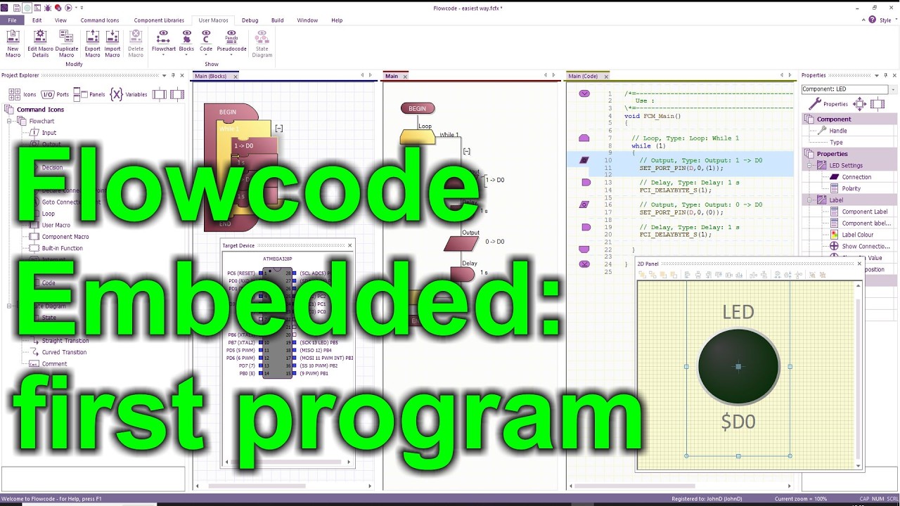 2 - first program - E-blocks 3 and Flowcode