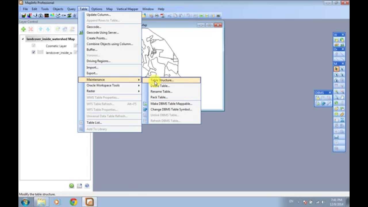 MapInfo C # 04 Table Structure and Update Column