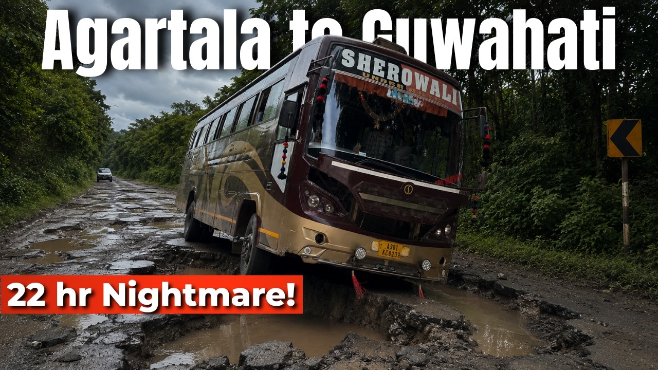 Bus journey through the WORST Highway of India | Agartala to Guwahati | 22 Hours in Bus 🤯