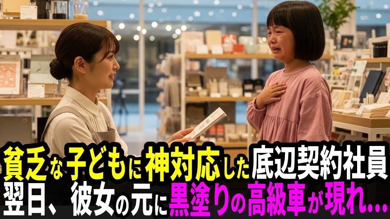 「どうせ買わない」追い出される貧乏な子供に、唯一声をかけた契約社員。その翌日、店に黒塗りの高級車が現れ店長が凍りついた