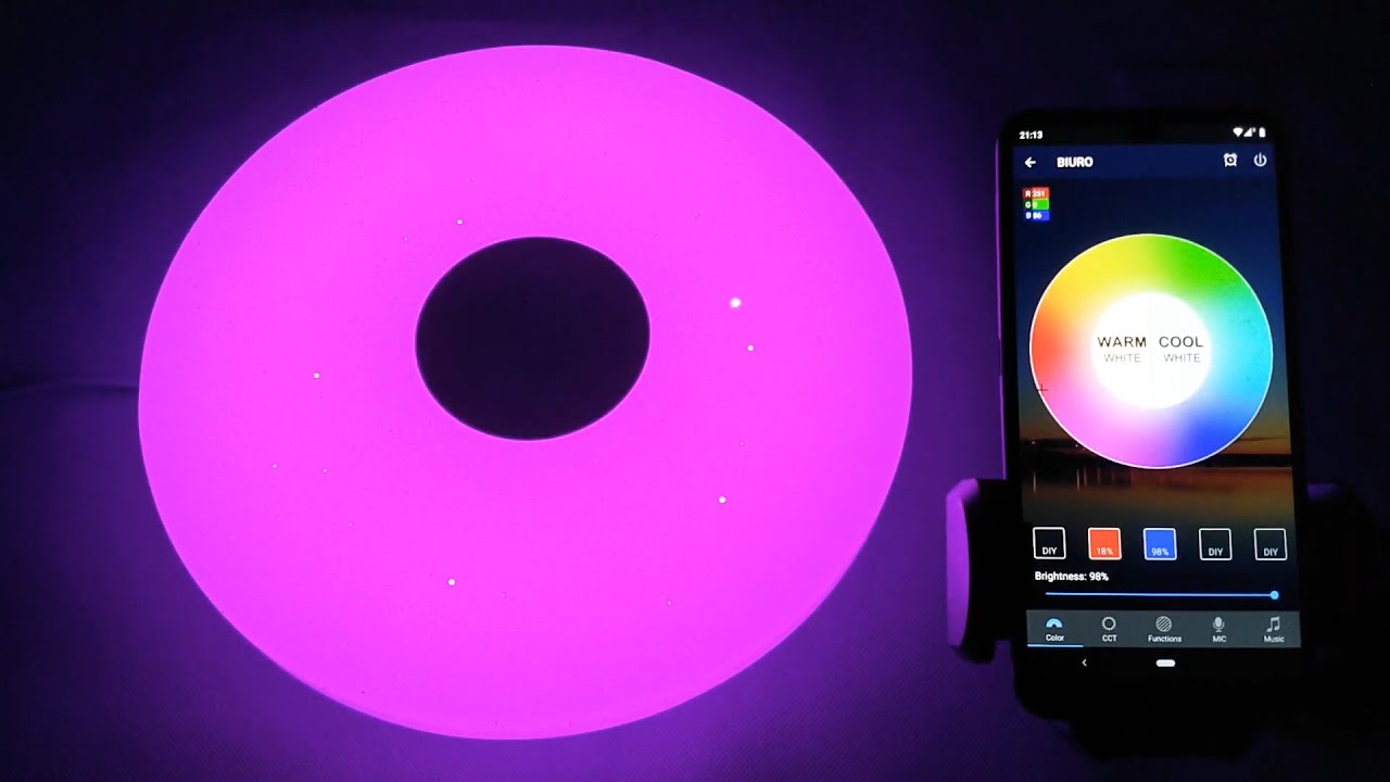 Lampa Plafon RGB Smart LED 36W WiFi Sterowanie głosem i aplikacją