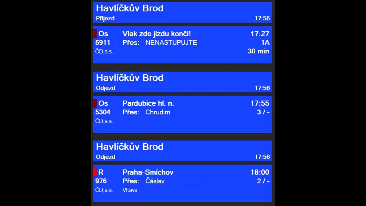 Hlášení vlaků Havlíčkův Brod #1 | INISS