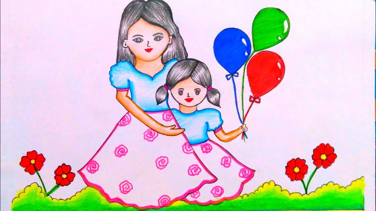 Mother's Day Drawing / Happy Mother's Day Poster Drawing / How to Draw Mother's Day Special Drawing