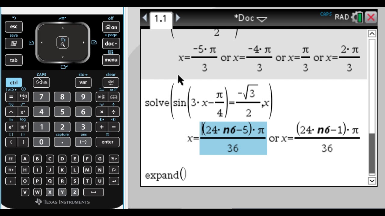 Solving Trig Equations on the TI-Nspire CAS