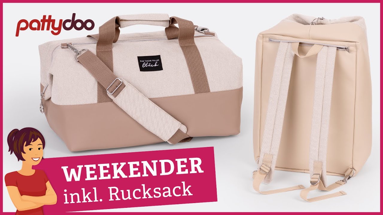 Weekender mit genialer Rucksackfunktion & stabilen Metallb&uuml;geln 👝 Inkl. Anleitung f&uuml;r Kosmetiktasche