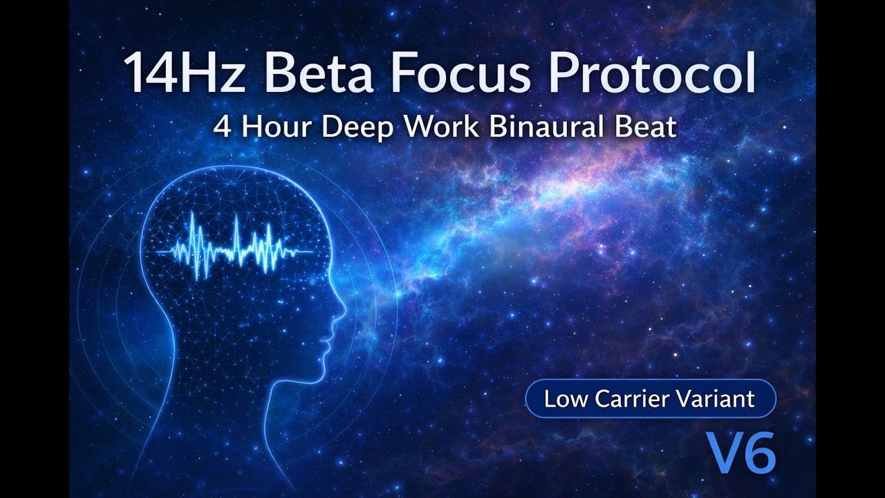 14Hz Beta Focus Protocol – 4 Hour Deep Work Binaural Beat | Sustained Attention V6