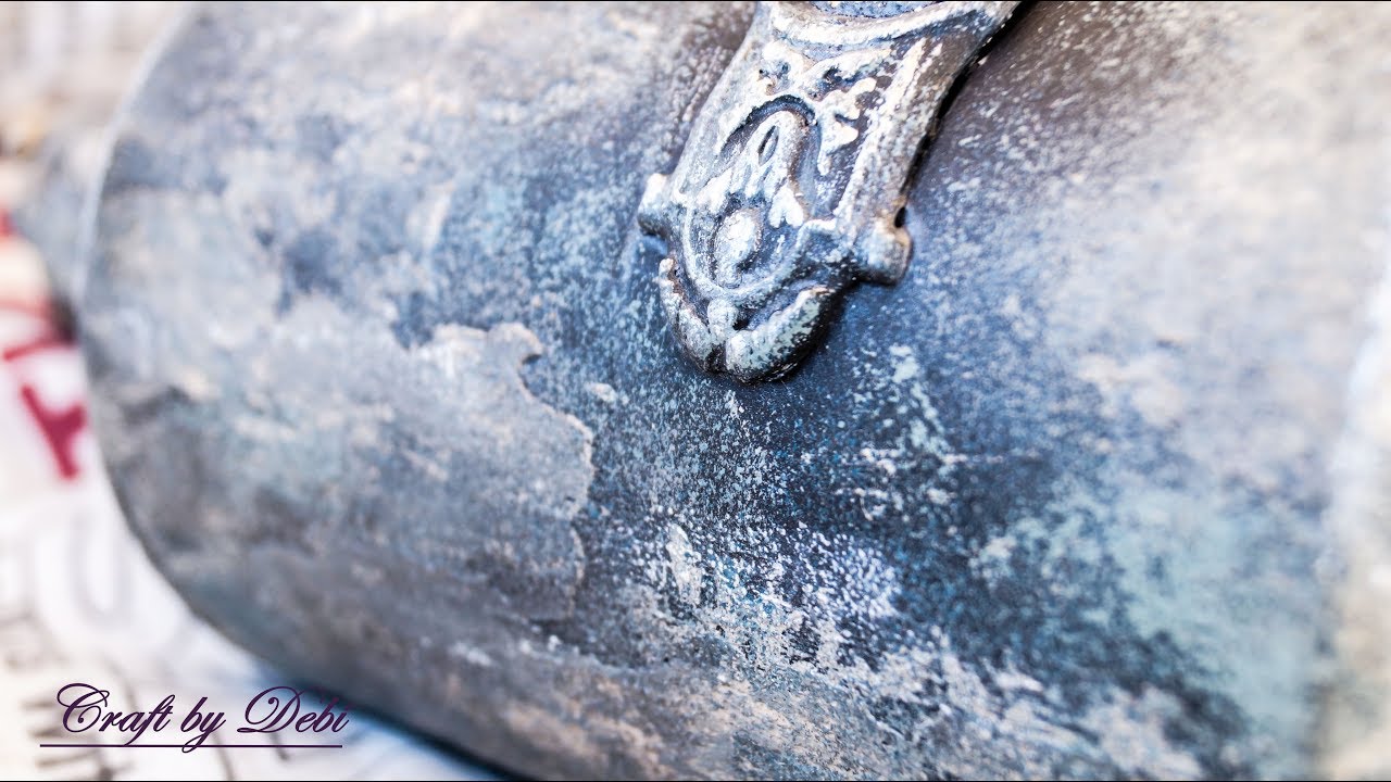 Decoupage Tutorial Stone Effect On Bottle - Εφέ Πέτρας σε Μπουκάλι - DIY Craft by Debi