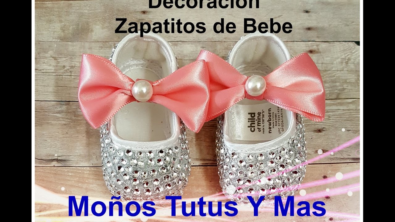 DECORACION ZAPATOS DE BEBE Paso a Paso RHINESTONE BABY SHOES Tutorial PAP Video 149