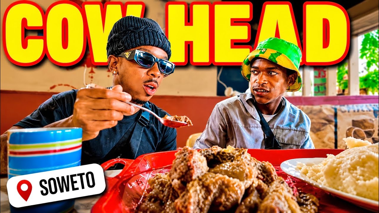 American Tries South African Street Food 🇿🇦 Inhloko & Pap Mukbang