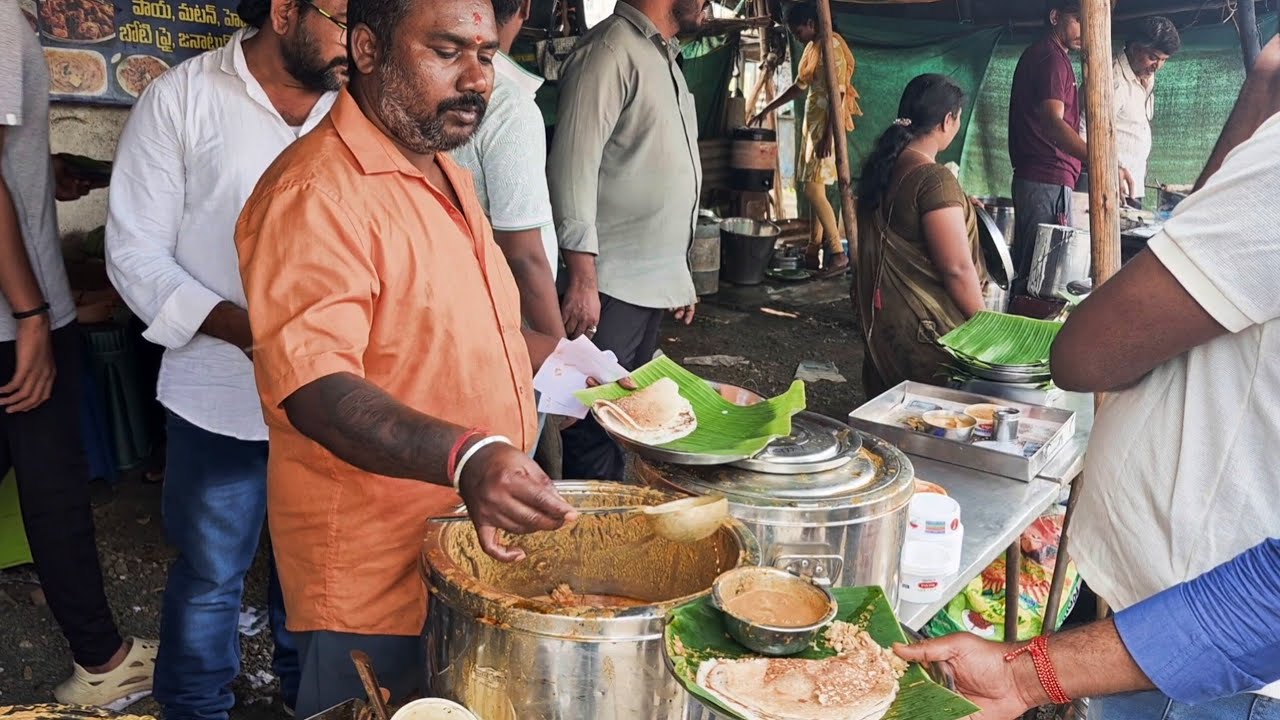 Best NON Veg Breakfast in Nellore | Chicken Dosa | Paya Dosa | Indian Street Food #nellorefood 
