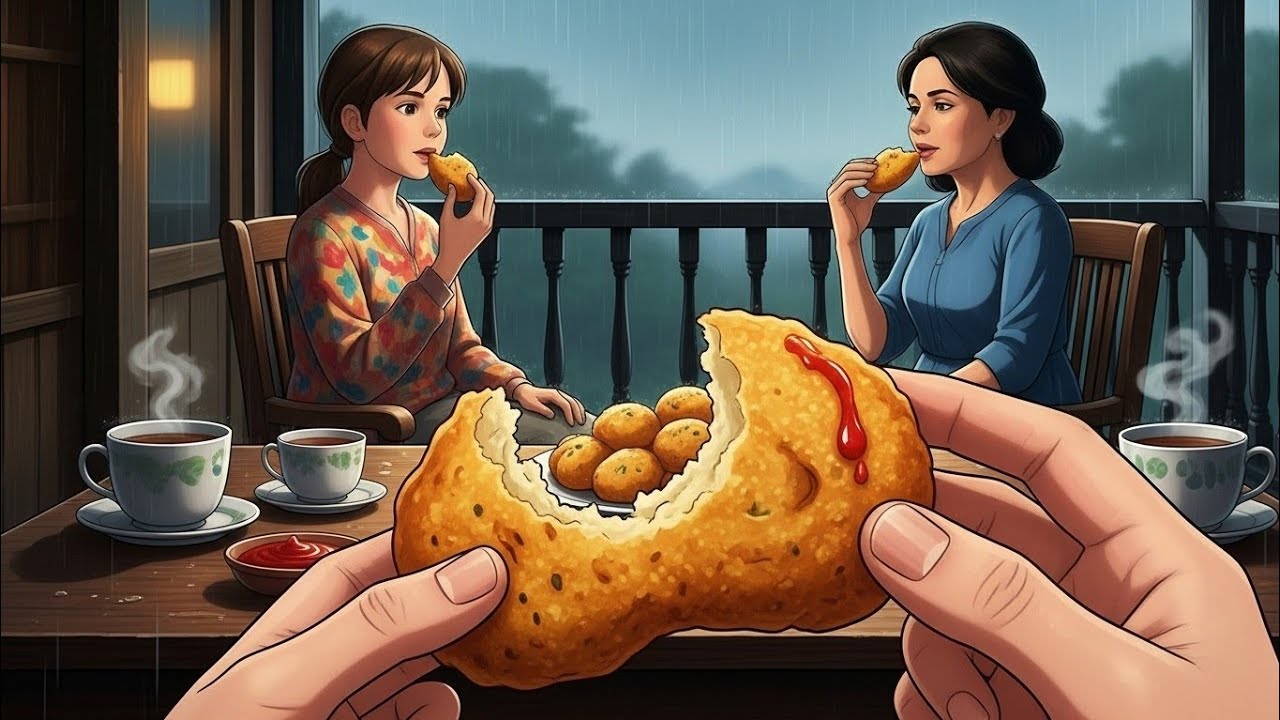 Traditional Indian Dinner Feast Preparation During Mountain Storm, Village Cooking Ghibli Style ASMR