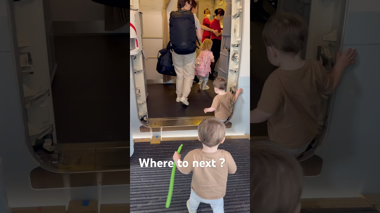 So where are we off to next ?🤔 #twins #funny #cute #cutebaby #baby #vacation #family #plane #mom