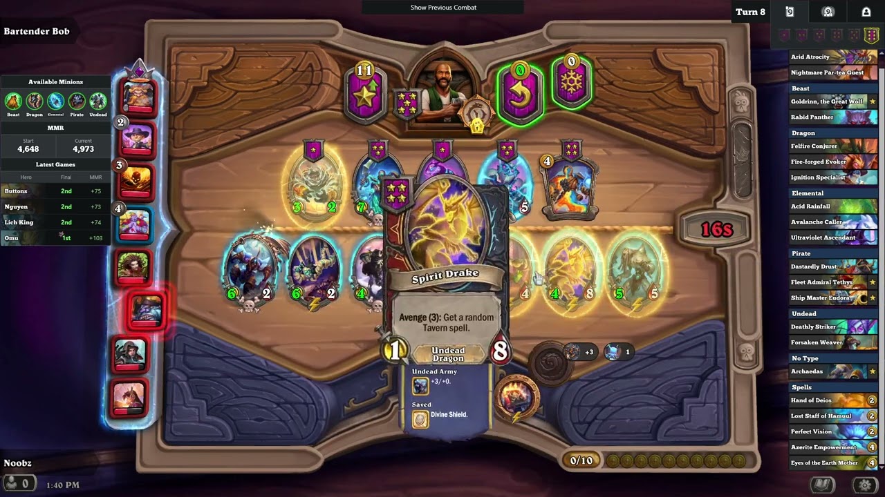 Insane board with Carapace undead with Buttons. [Hearstone Battle grounds]