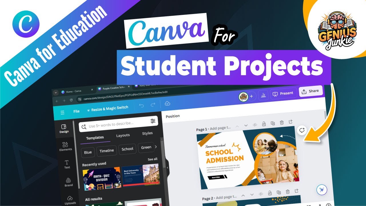 Как использовать Canva для студенческих проектов | Улучшите свою школьную работу с Canva | Genius...