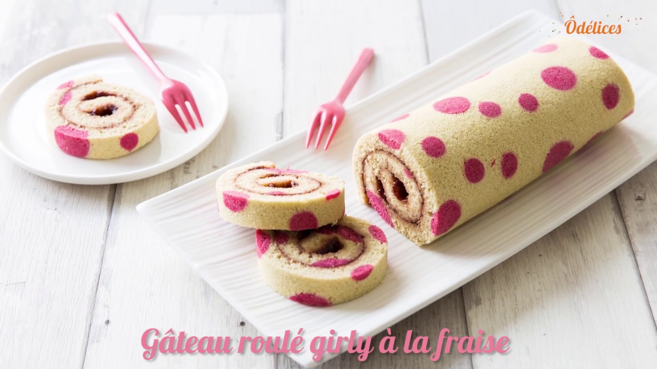 G&acirc;teau roul&eacute; girly &agrave; la confiture de fraise - Recettes faciles Odelices