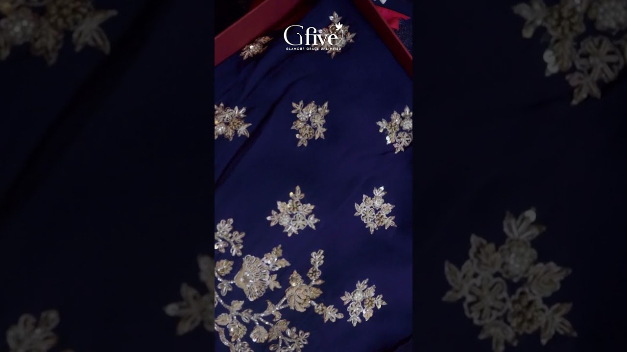 Deep Indigo, stunning silver Zardosi handembriodery 