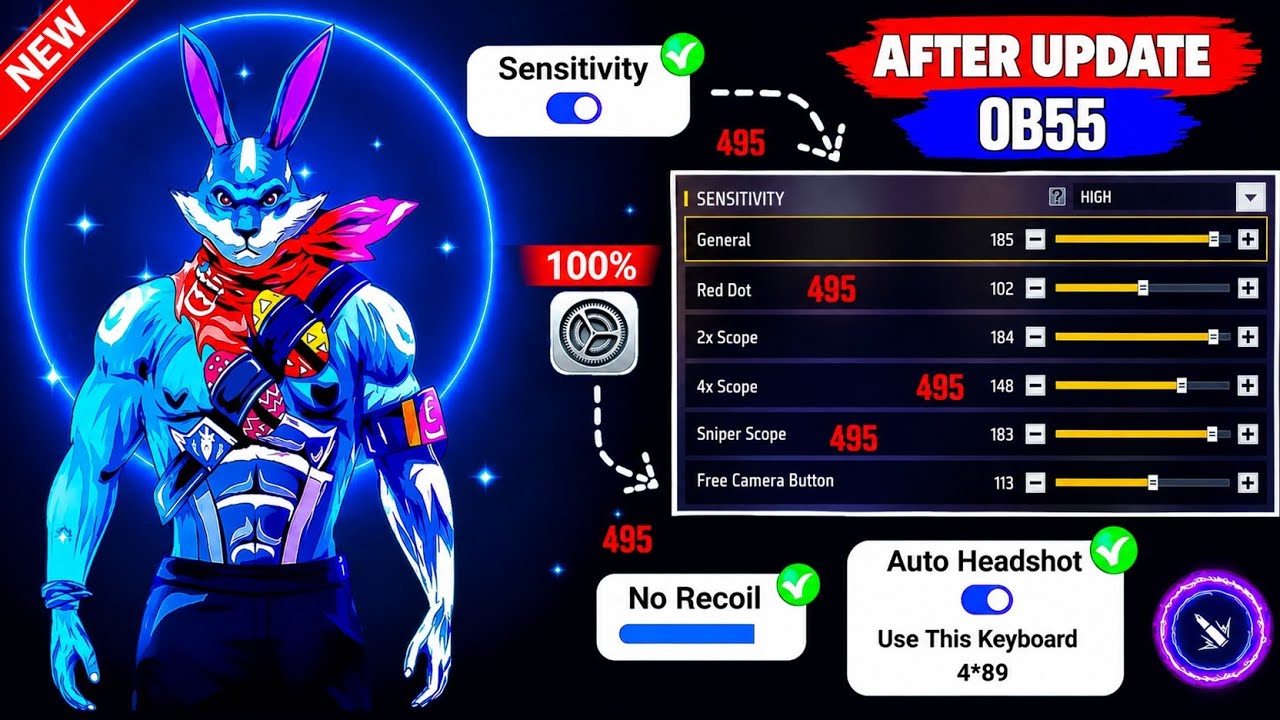 OB55 AFTER UPDATE NEW SENSITIVITY SETTING IN FREE FIRE | AUTO HEADSHOT SETTING FREE FIRE