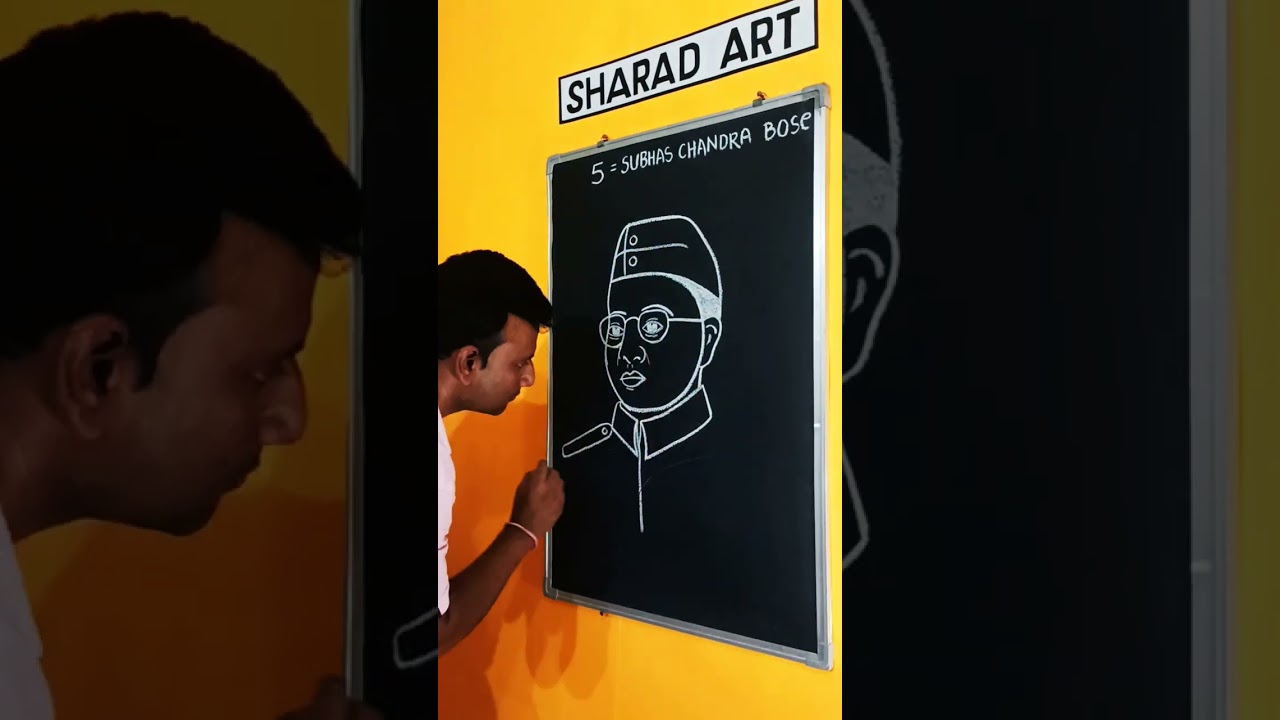 5 = neta ji subhas Chandra Bose drawing🙏🇮🇳 #art #shorts #drawing #indipendenceday #india