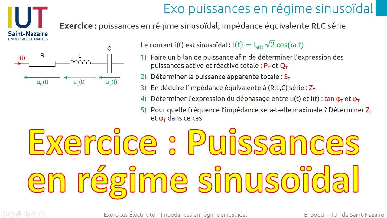 Exercice 2 : Puissances en régime sinusoïdal - dipôle RLC série