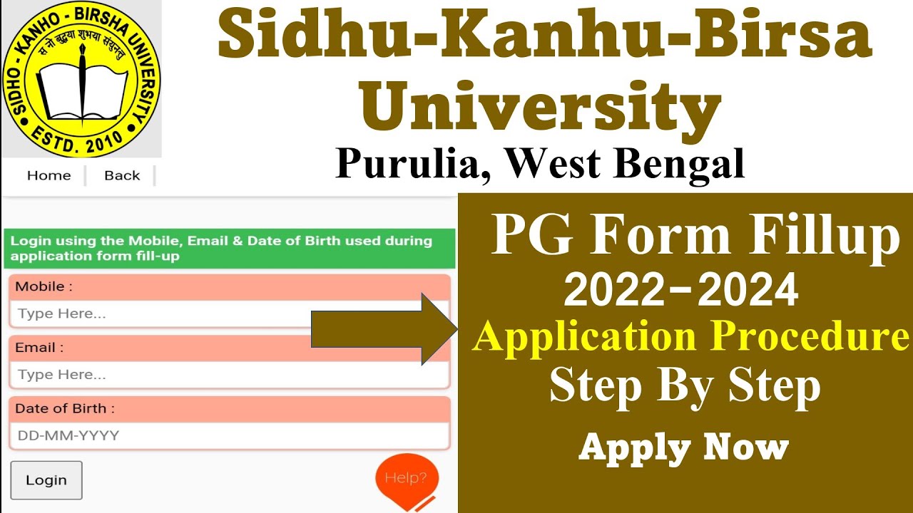 Sidhu-Kanho-Birsha University PG Form Fillup 2022-2023 // Step By Step Application Process