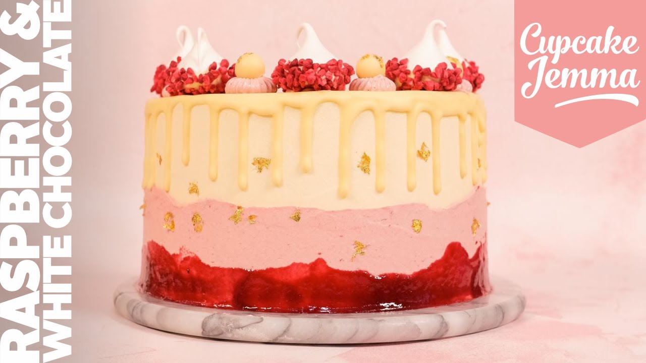 Raspberry & White Chocolate Layer Cake Recipe & How-To | Cupcake Jemma