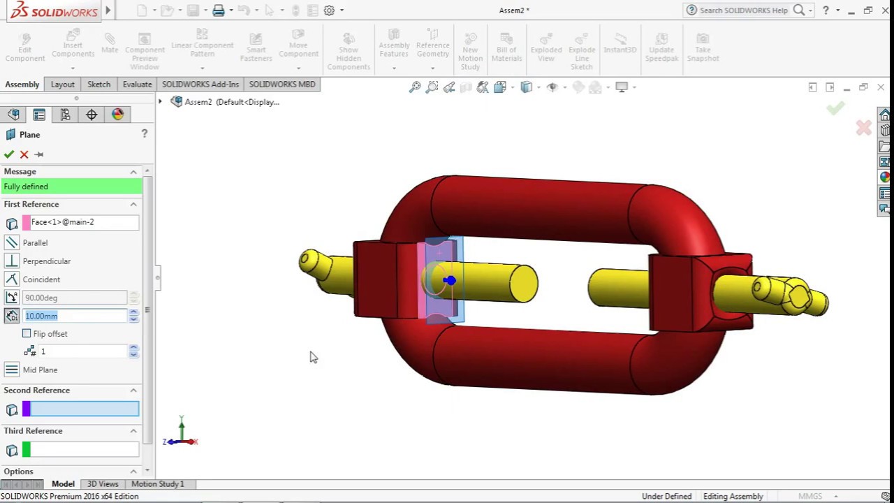 symmetric / symmetry mate solidworks 2016 2018 | Advance mates | assembly mates tutorial