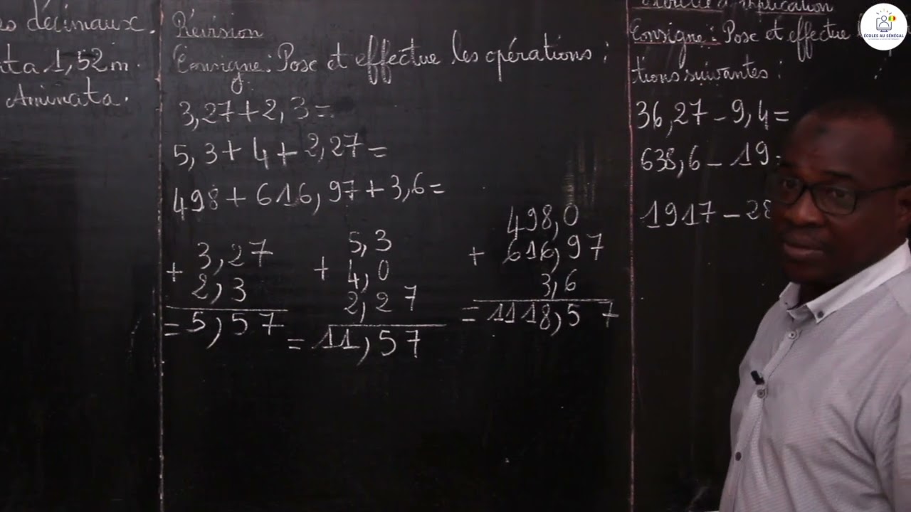 Cours - CM1 - Mathématiques: Activités Numériques / Soustraction des nombres décimaux /M. Gassama