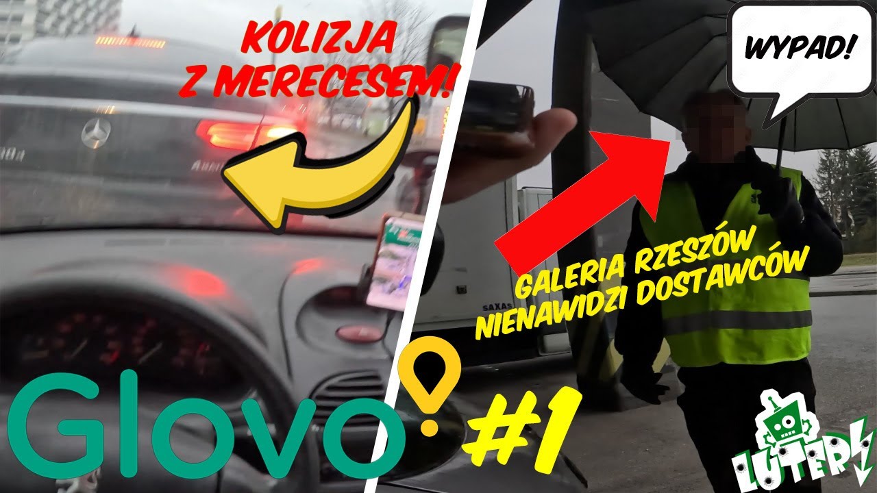 KOLIZJA I MEGA KŁÓTNIA Z OCHRONIARZEM W GALERII RZESZÓW - GLOVO W RZESZOWIE #1