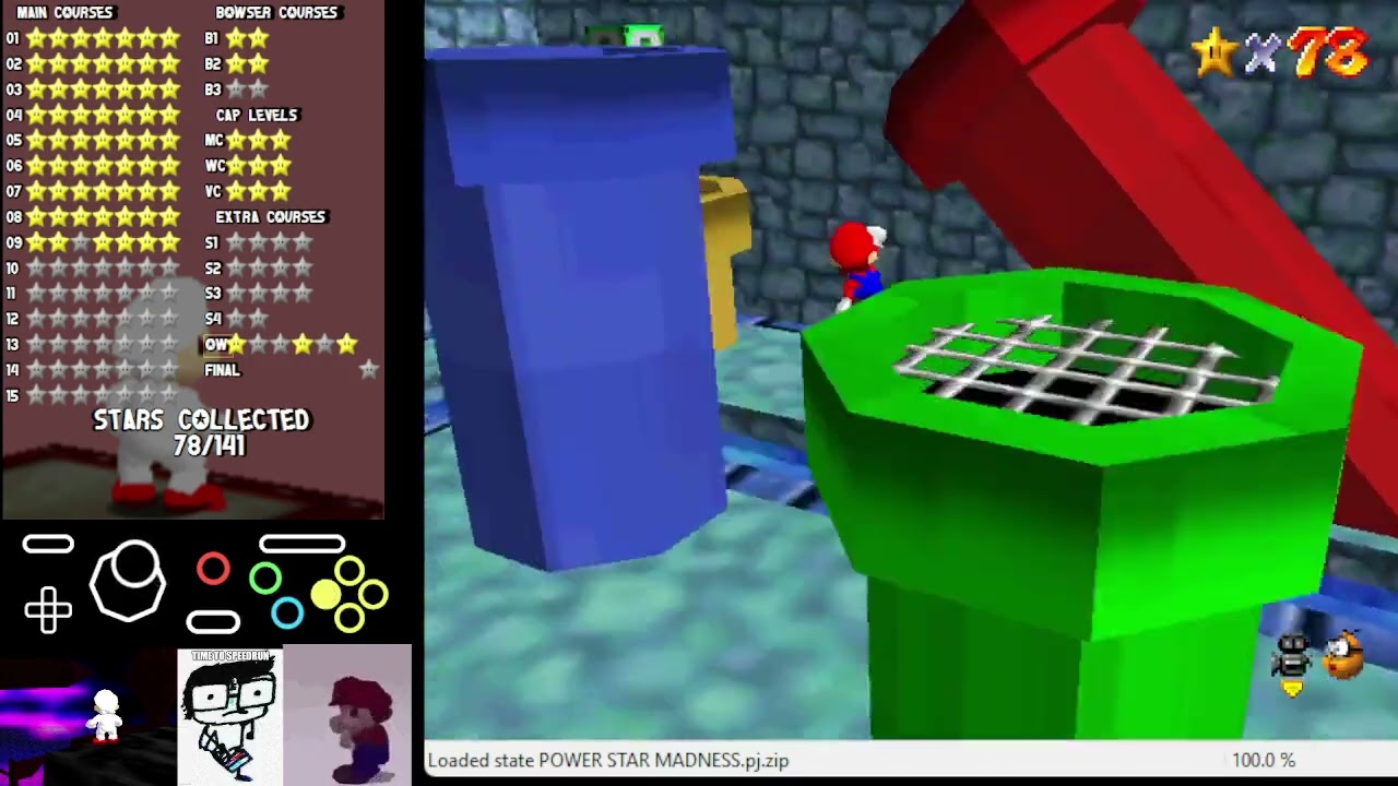 SM64 Power Star Madness - C9: Sewer Pipe System  (2/2, savestateless)