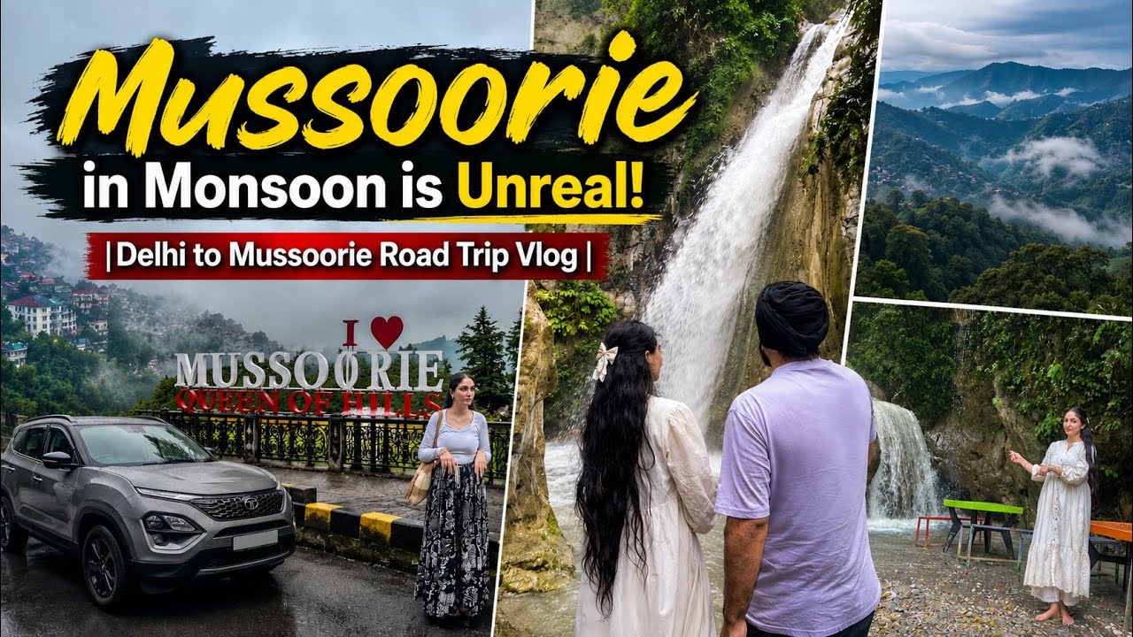 Mussoorie | Mussoorie in Monsoon is Unreal! 🌧️ Delhi to Mussoorie Road Trip Vlog@Travelvlogger_1jan