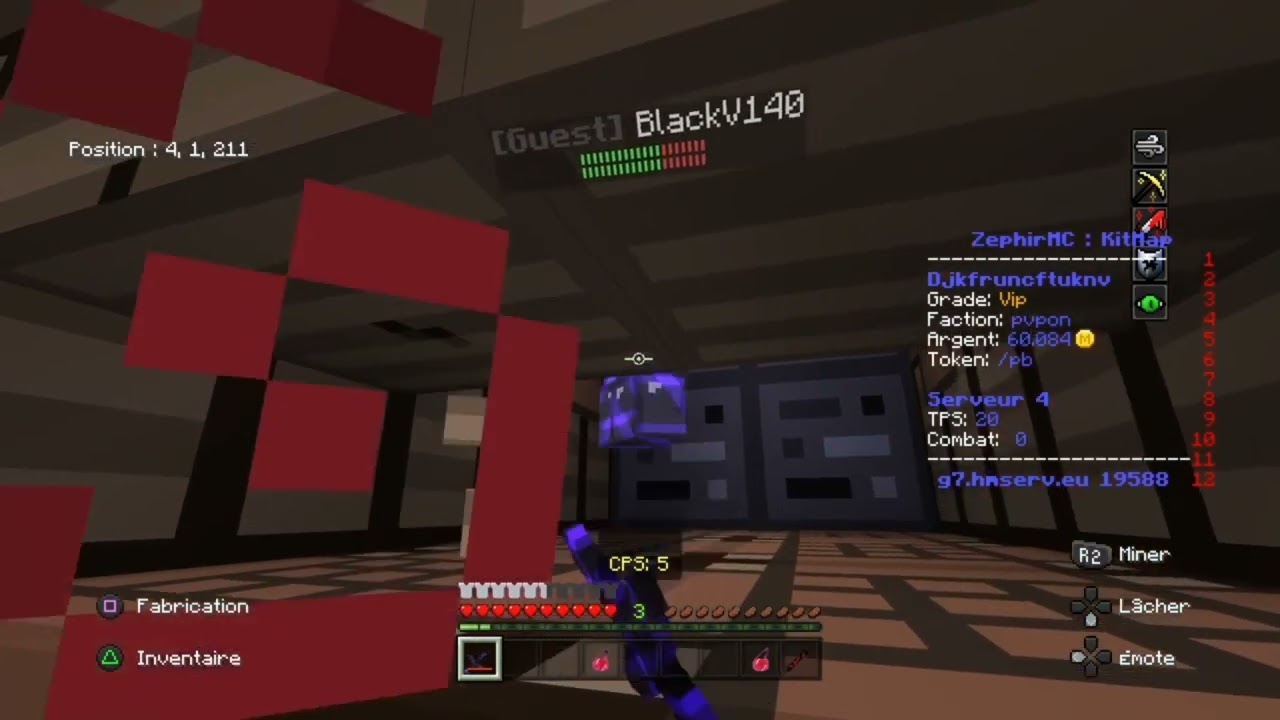 1v1 contre blackV140 sur le serveur zephirMc