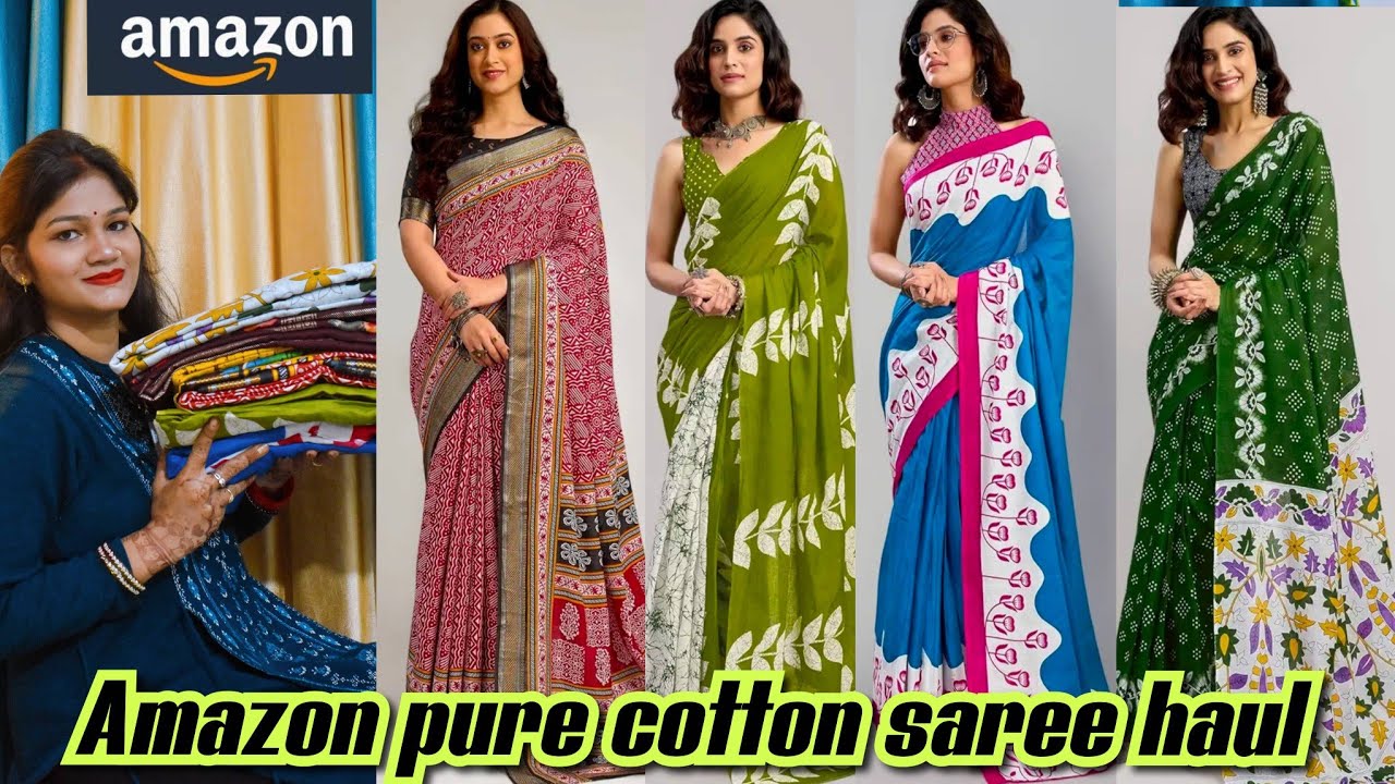 AMAZON PURE COTTON READY TO WEAR SAREE HAUL AFFORDABLE COMFORTABLE SAREE REVIEW