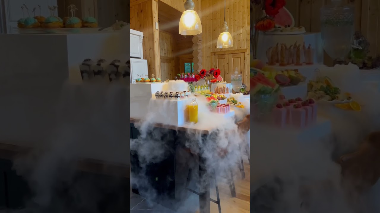 Smoke Spitting Elevated Buffet Spread 💨 #dryice #buffet #acrylics #dessert #mocktail #risers #food