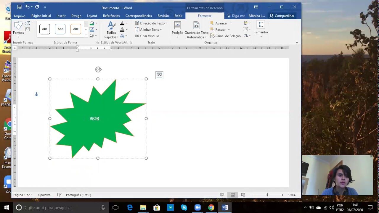 word comp inserir formas