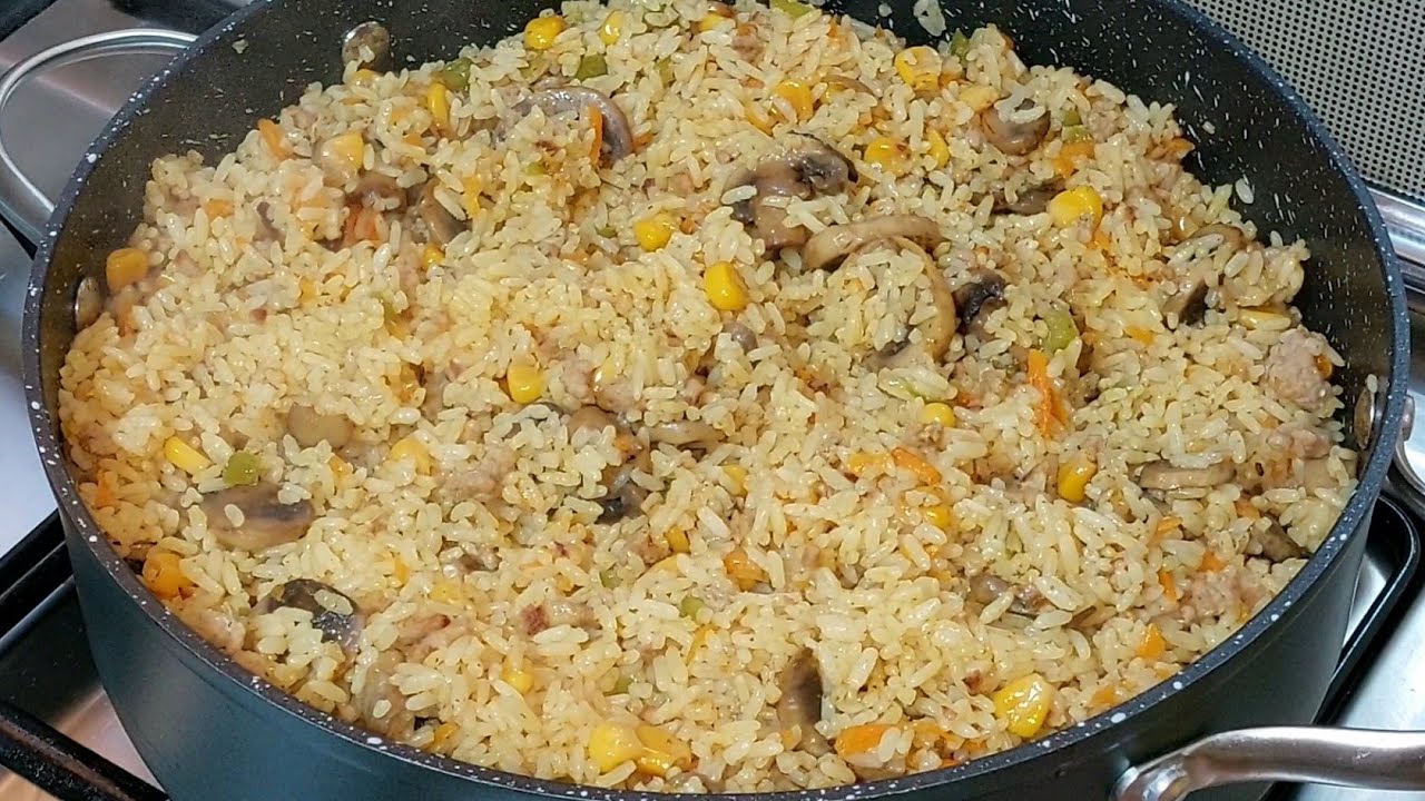 بربع كيلو كفتة حضري رز لذيذ و مغذي كيجي مفروز الحبة على أختها و ما تشبعوش منو 😋 تيوجد في دقائق 👌💯