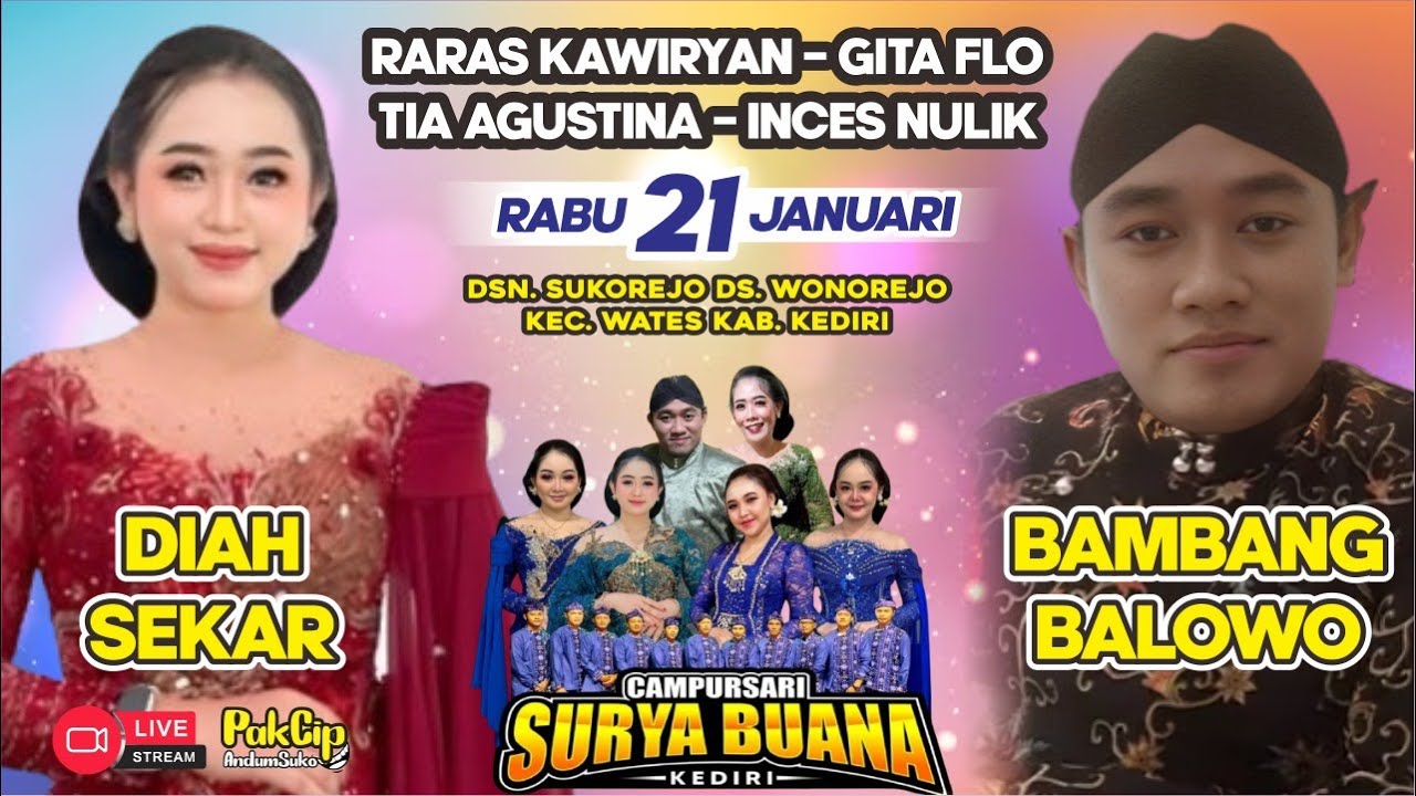 🔴Live Campursari SURYA BUANA  // Pak Cip Andumsuko / 21-01-20026 / Wonorejo Wates Kediri