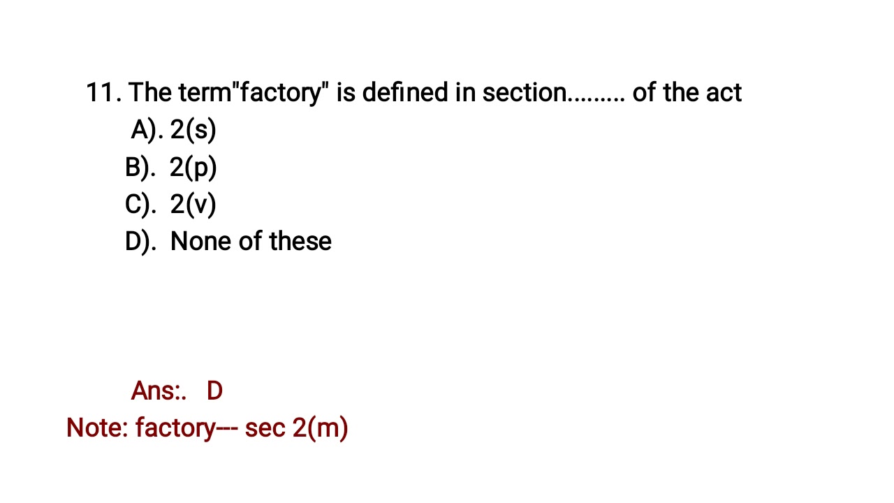 JPO || MCQs of Factories act, 1948 # part 1