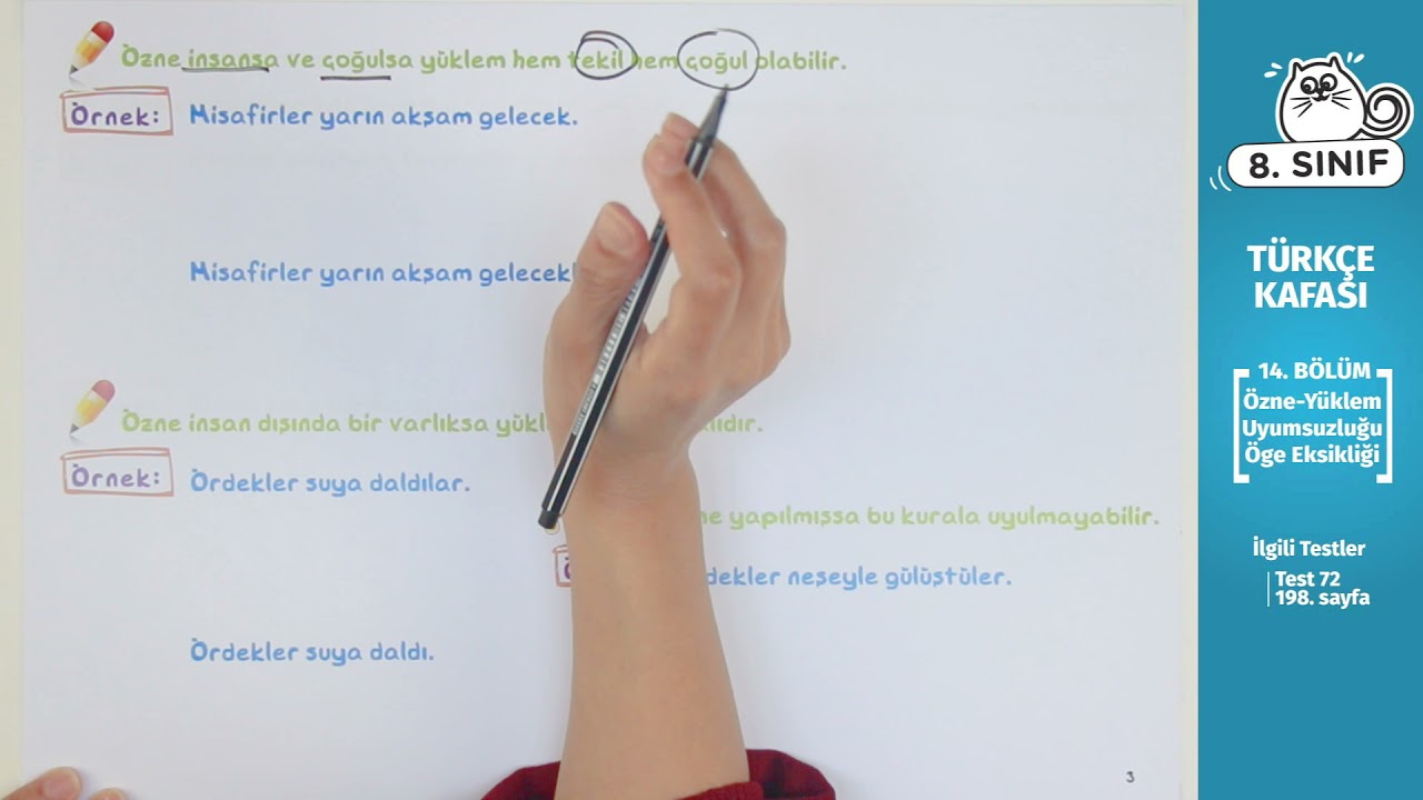 8. Sınıf Türkçe Ders #43 - Özne-Yüklem/Uyumsuzluğu/Öğe Eksikliği