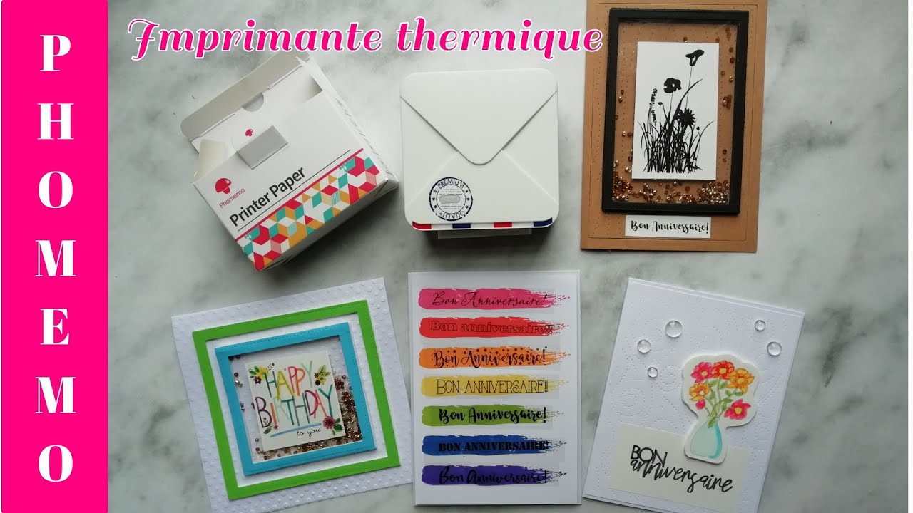 Scrapbooking Carterie tutoriels français – Cartes avec l'imprimante thermique PHOMEMO feutres ACTION