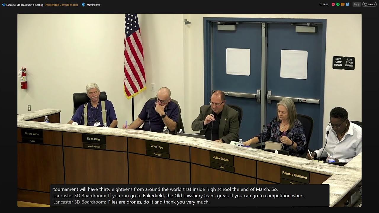 Broadcast of the Lancaster School District Board Meeting