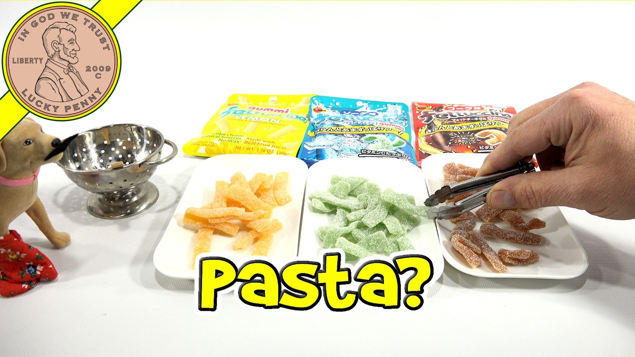Fettuccine - Lemon - Cola - Ramuna Flavor Gummi Candies Candy Tasting