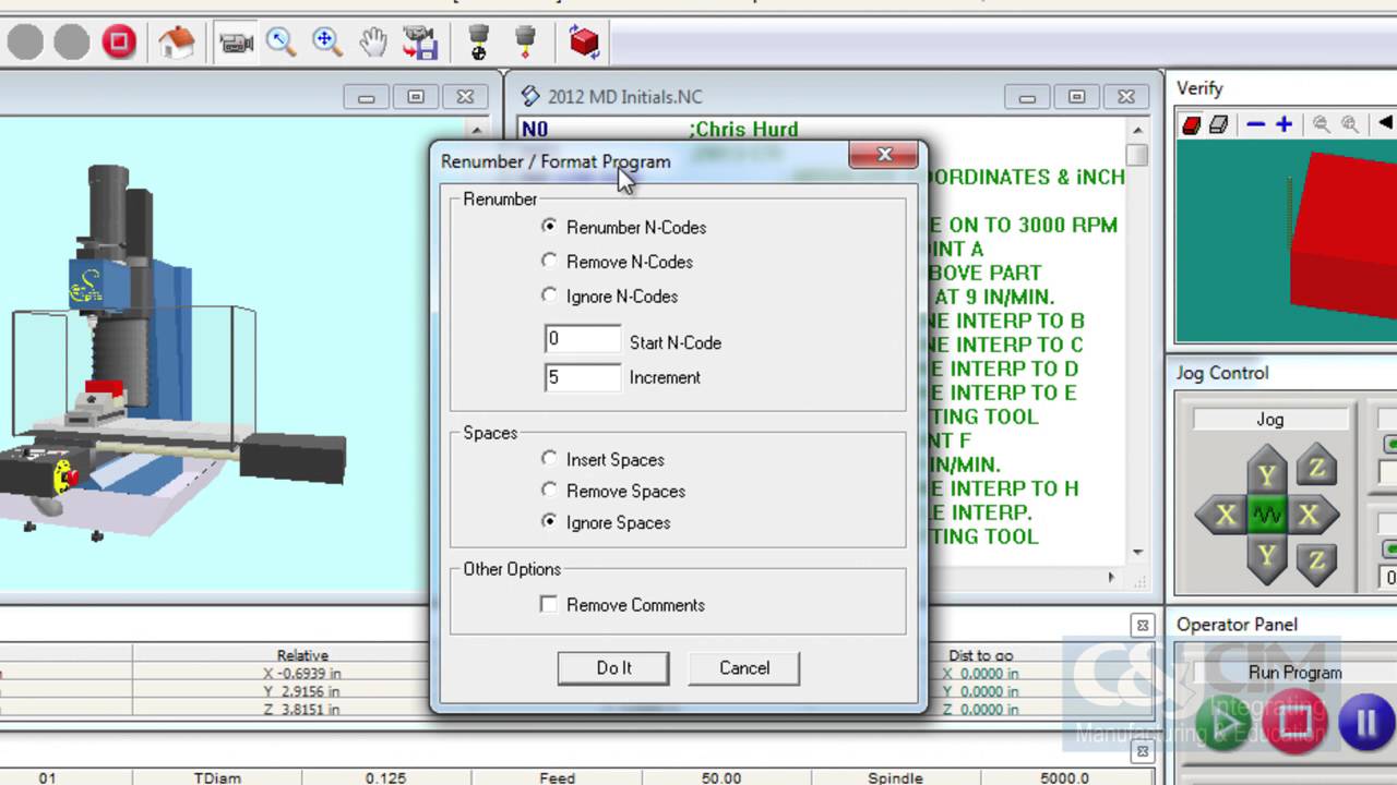 CNCMotion: Renumbering the program